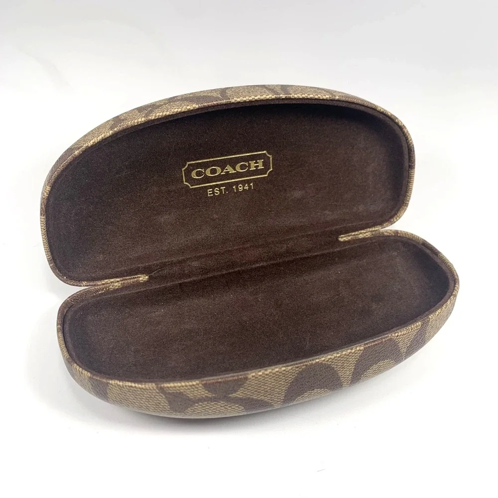 Coach Signature Monogram Sunglasses Case Brown Hard Clamshell - Case Only